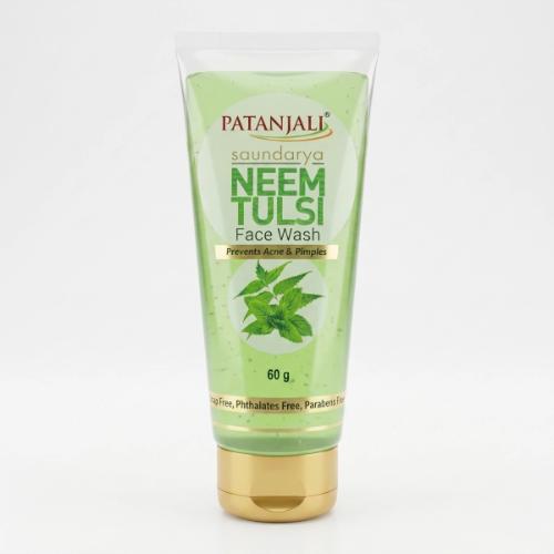 Patanjali Saundarya Neem Tulsi Face Wash 60ml – Herbal Face Cleanser