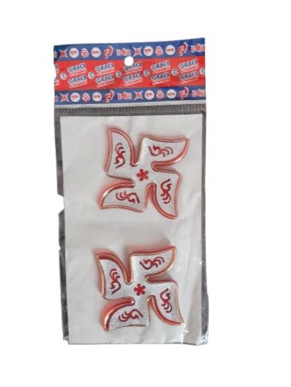 Swastik Wall Decor – 5cm Hard Plastic Sticker for Home & Diwali - twin pack