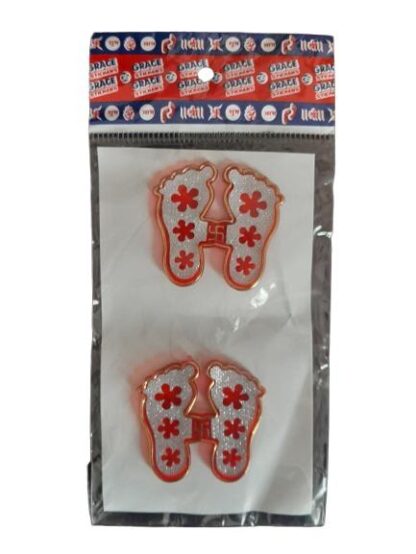 Laxmi Feet Stickers – Good Luck Temple Decoration & Diwali Pooja 45mm - Twin Pack