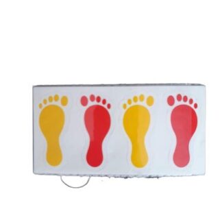 Yellow Laxmi Feet Stickers – Red Left & Right Charan Paduka for Diwali & Temple Decoration