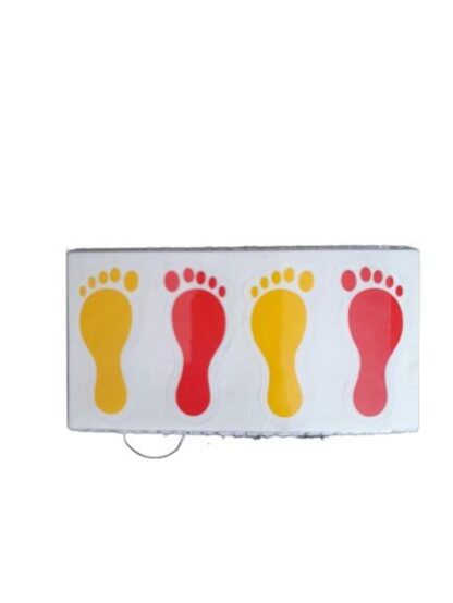 Yellow Laxmi Feet Stickers – Red Left & Right Charan Paduka for Diwali & Temple Decoration